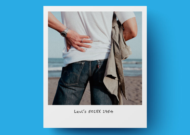 Levi's 501XX 1954 Polaroid-style photo